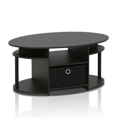 Jaya Oval Coffee Table with Bin, Walnut