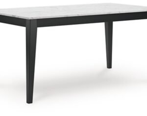 Jettaya Dining Table, Black/White, Marble/Stone or Stone Like/Wood