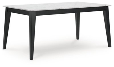 Jettaya Dining Table, Black/White, Marble/Stone or Stone Like/Wood