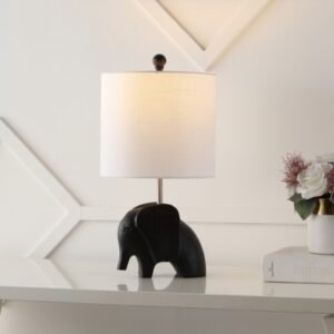 Jonathan Y Koda Elephant LED Kids Table Lamp, Black