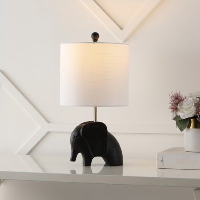 Jonathan Y Koda Elephant LED Kids Table Lamp, Black