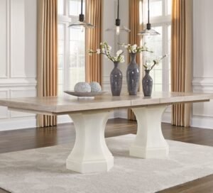 Jorlaina Dining Extension Table, Light Grayish Brown, Wood