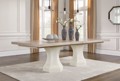 Jorlaina Dining Extension Table, Light Grayish Brown, Wood