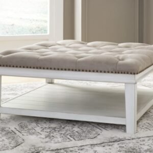 Kanwyn Upholstered Ottoman Coffee Table, Whitewash