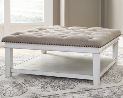 Kanwyn Upholstered Ottoman Coffee Table, Whitewash