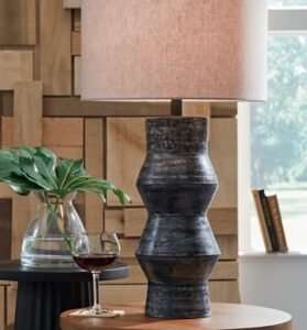 Kerbert Table Lamp, Distressed Black