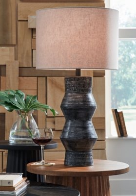Kerbert Table Lamp, Distressed Black
