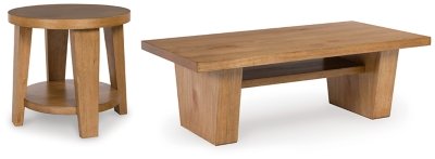 Kristiland Coffee Table with 1 End Table, Light Brown