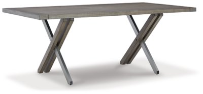 Krystanza Dining Table, Weathered Gray, Metal/Wood