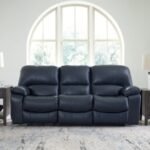 Leesworth Dual Power Leather Reclining Sofa Leather, Ocean