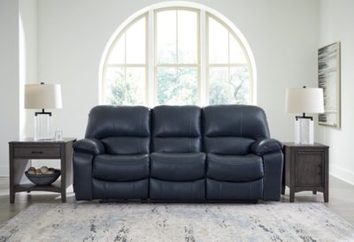 Leesworth Dual Power Leather Reclining Sofa Leather, Ocean