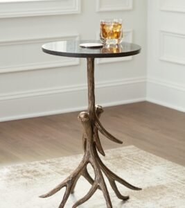 Lemkins Accent Table, Black/Antique Gold Finish