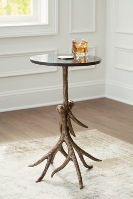 Lemkins Accent Table, Black/Antique Gold Finish