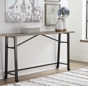 Lesterton Long Counter Table, Light Brown/Black