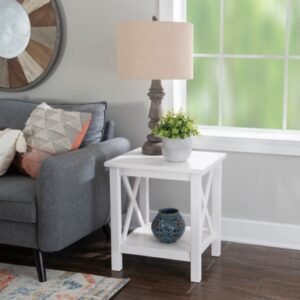Linon Blaine End Table, Antique White