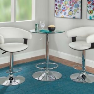 Linon Dawson Barrel Dining Table and 2 Bar Stools Set, White