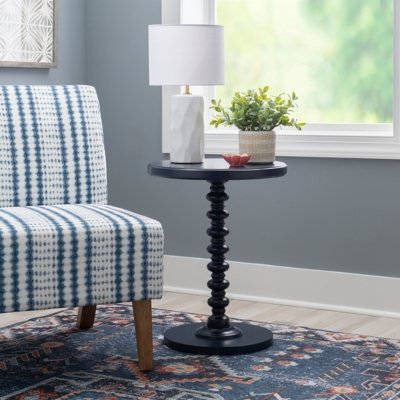 Linon Elina Side Table, Navy Blue