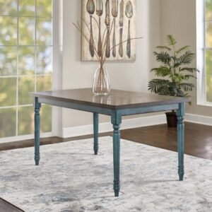 Linon Wesley Dining Table, Teal Blue