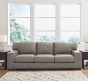 Lombardia Leather Sofa Leather, Fossil
