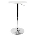 LumiSource Adjustable Height Bar Table , White, Metal