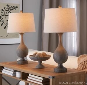 LumiSource Cipolla Table Lamp (Set of 2), Natural/Brown