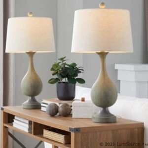 LumiSource Cipolla Table Lamp (Set of 2), Natural/Light Brown