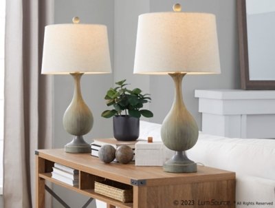 LumiSource Cipolla Table Lamp (Set of 2), Natural/Light Brown