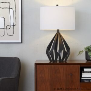 LumiSource Geome Table Lamp (Set of 2), White/Black