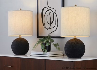 LumiSource Kona Table Lamp (Set of 2), Black