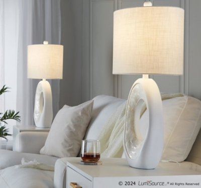LumiSource Pear Table Lamp (Set of 2), White