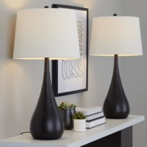 LumiSource Pebble Table Lamp (Set of 2), Black