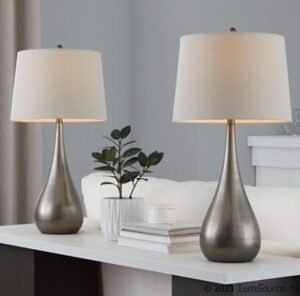 LumiSource Pebble Table Lamp (Set of 2), Silver