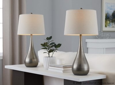 LumiSource Pebble Table Lamp (Set of 2), Silver