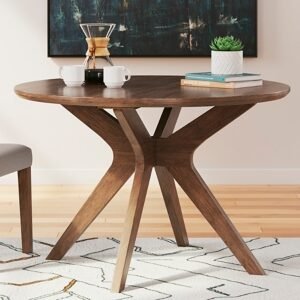 Lyncott Round Dining Table, Brown, Wood