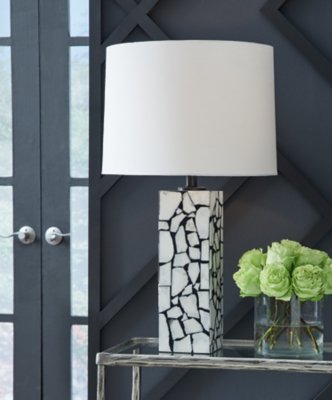 Macaria Table Lamp, White/Black