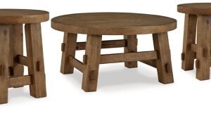 Mackifeld Coffee Table with 2 End Tables, Warm Brown