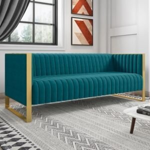Manhattan Comfort Trillium Sofa, Aqua Blue/Rose Gold