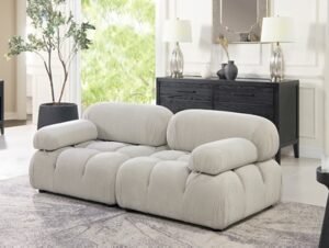 Marcel Bubble Corduroy Modular 2-Piece Loveseat Sofa, Pebble Gray