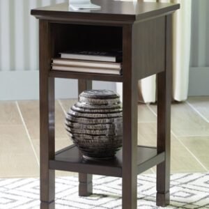 Marnville Accent Table with USB Ports, Dark Brown