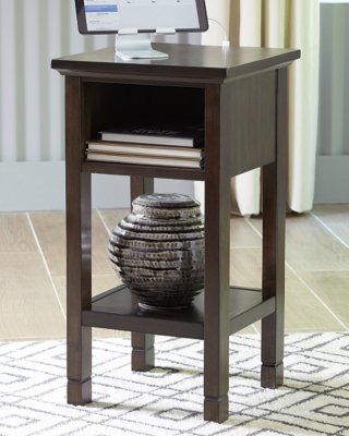 Marnville Accent Table with USB Ports, Dark Brown