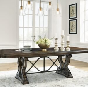 Maylee Dining Extension Table, Dark Brown, Wood