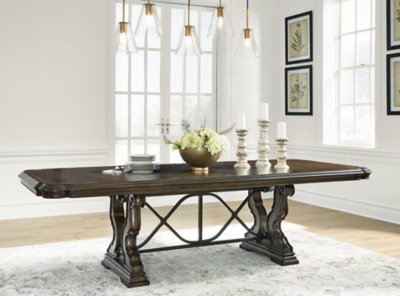 Maylee Dining Extension Table, Dark Brown, Wood