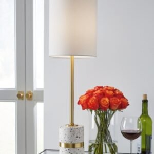 Maywick Table Lamp, White/Brass Finish