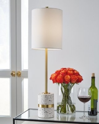 Maywick Table Lamp, White/Brass Finish