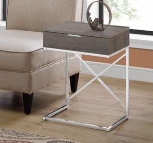 "Monarch Specialties Contemporary 24" High C-Shape Accent Table with 1 Drawer", Dark Taupe