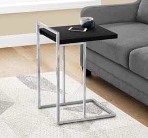 "Monarch Specialties Contemporary 25" High C-Shape Accent Table", Black/Silver