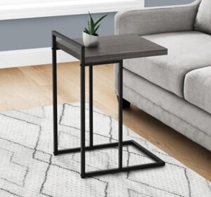 "Monarch Specialties Contemporary 25" High C-Shape Accent Table", Gray/Black