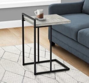 "Monarch Specialties Contemporary 25" High C-Shape Accent Table", Light Gray