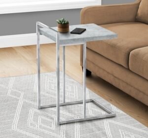 "Monarch Specialties Contemporary 25" High C-Shape Accent Table", Silver