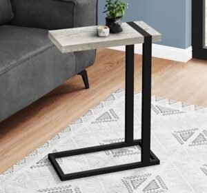 Monarch Specialties Modern C-Shape Accent Table, Gray